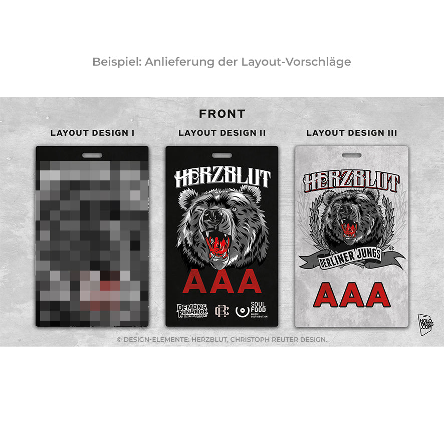 Grafik & Layout für Backstagepässe von Holopasses